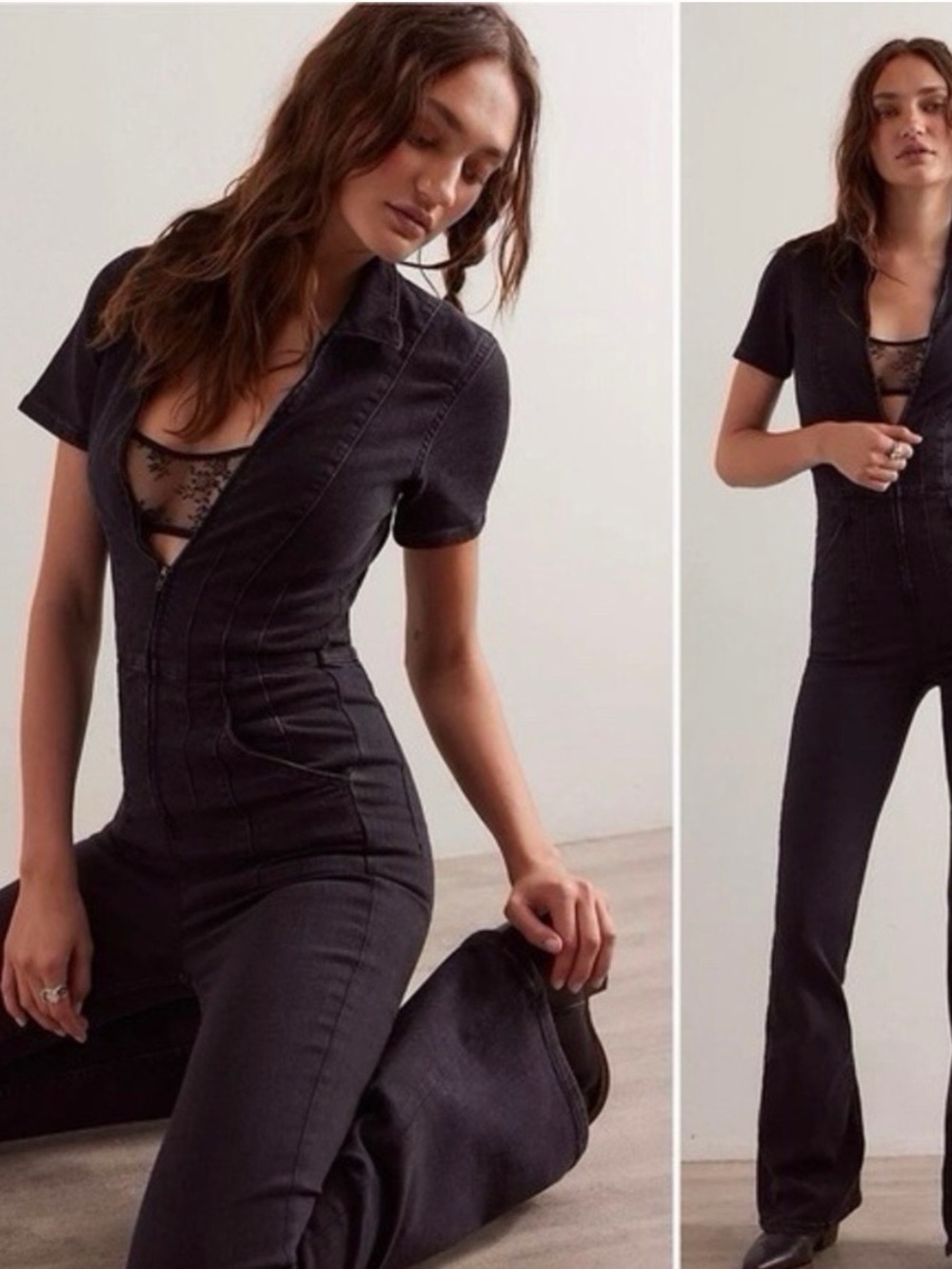 Free People Black Bootcut Jumpsuit